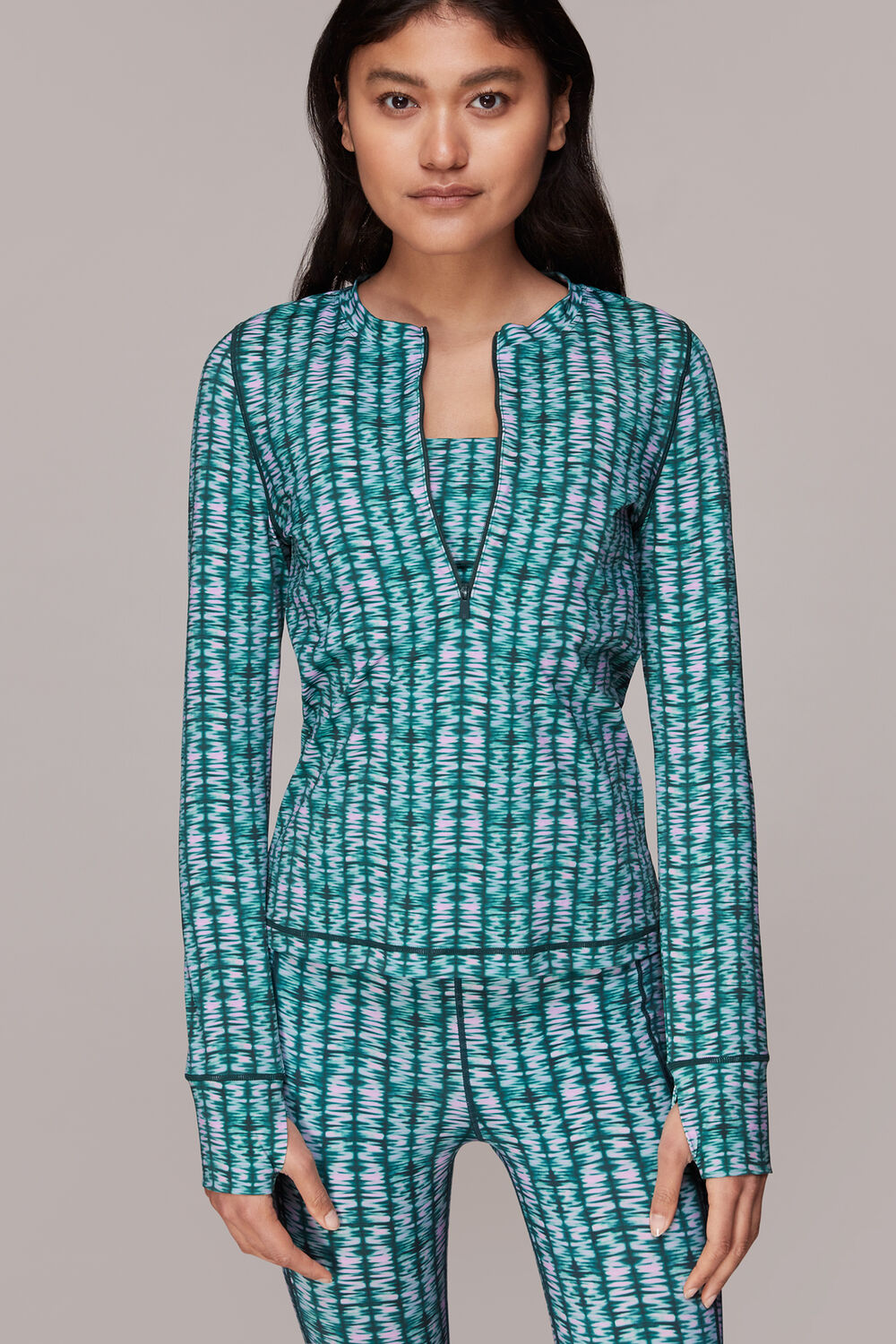 Abstract Wave Zip Sports Top